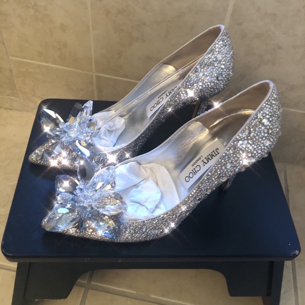 Jimmy Choo Cinderella Crystal Pointy Toe Pumps 36